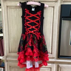 Party King sz L girls dance dress costume hi lo euc
